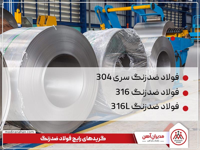 گریدهای رایج فولاد ضدزنگ