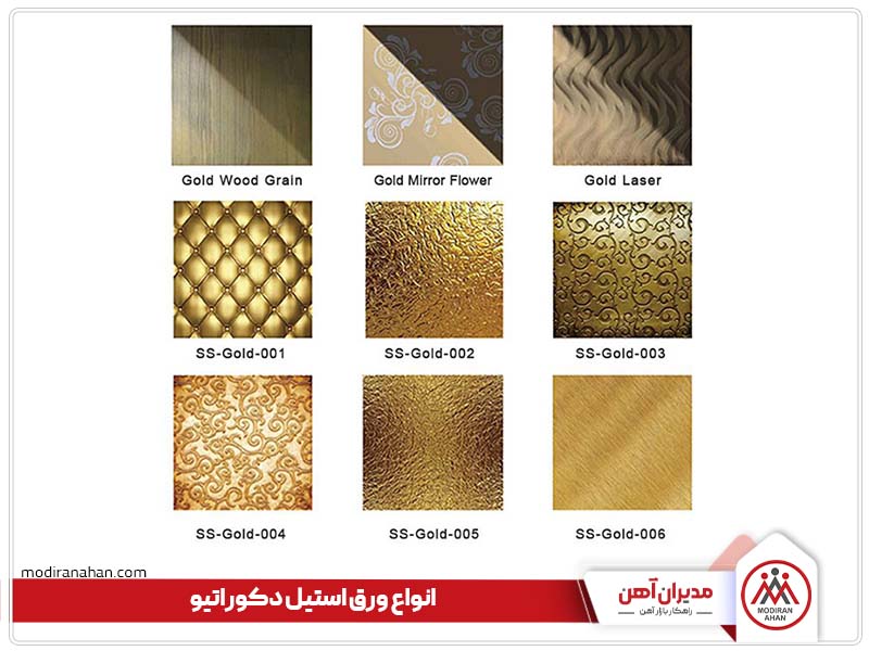 انواع ورق استیل دکوراتیو