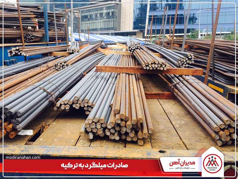 صادرات میلگرد به ترکیه