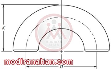  ابعاد زانویی 180 درجه شعاع بلند